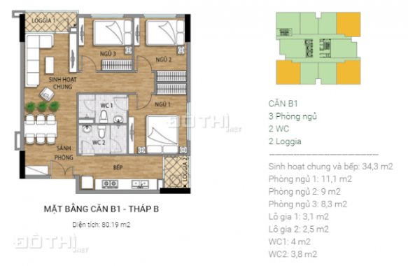 Căn góc 3 phòng ngủ đẹp nhất dự án Valencia Garden chỉ 2.035 tỷ; ban công Đông Nam