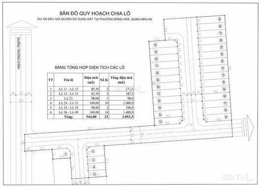 Bán lô 48 tđc Phương Khê, Đồng Hòa, Kiến An, DT 100m2, giá 16,1 tr/m2. LH CC 0931.235.990