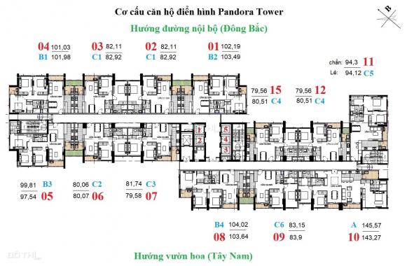 Cần bán CHCC Pandora Triều Khúc, căn góc 3 phòng ngủ, 102.3m2, giá 31 tr/m2 (3 ban công)