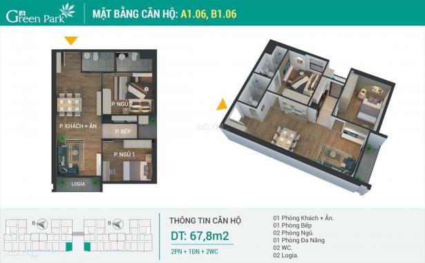 1,4 tỷ - sở hữu căn hộ xanh trung tâm quận Hoàng Mai