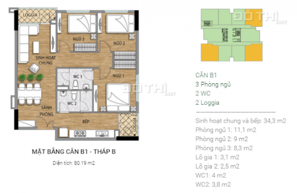 Căn góc 3PN Đông Nam cuối cùng DA Valencia Garden, chỉ 1,913 tỷ/căn