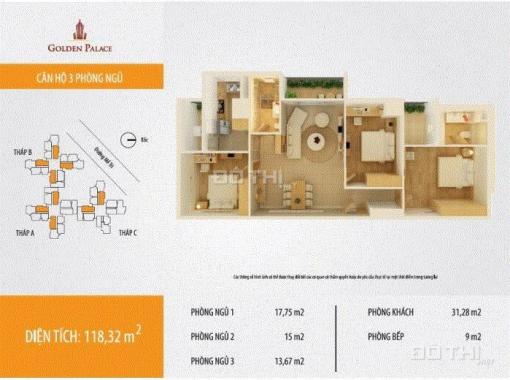 Bán căn hộ chung cư tại Golden Palace, Mễ Trì, căn góc 3 ngủ, 118m2 giá 28 tr/m2