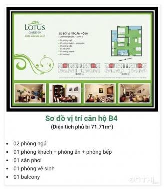 Chính chủ cần bán chung cư Lotus Tân Phú 64m2 - 2PN 1WC - sổ hồng đầy đủ nhà giao ngay