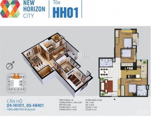 Chuyển nhượng gấp căn 3 phòng ngủ tòa HH1 chung cư New Horizon 87 Lĩnh Nam