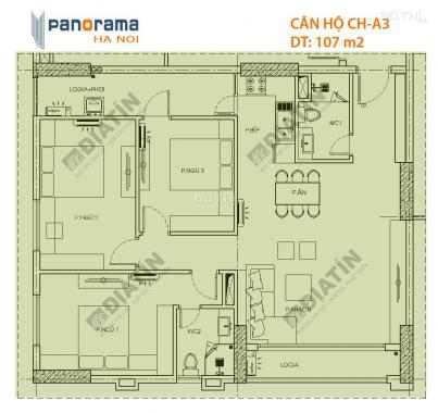 Bán căn 3 phòng ngủ, 107.2m2 tòa CT1B chung cư Panorama Hoàng Mai