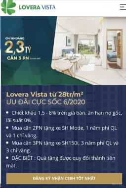 Hot! Căn hộ Lovera Vista Khang Điền 1.6 tỷ - 52 m2 - Tặng xe SH. LH: 0908991827