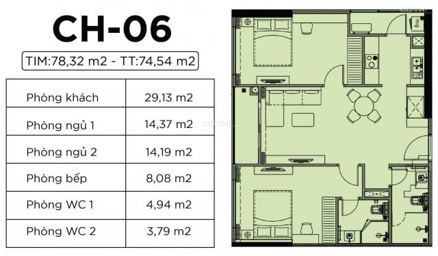 Trực tiếp CĐT, Harmony Square Nhân chính, căn góc 2PN/75.7m2 chỉ 2.5 tỷ, ck 3%, tặng phí dịch vụ