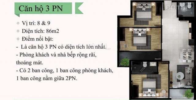 Căn hộ Eco Xuân Lái Thiêu 86m2 3PN 2WC 2 ban công, hướng Đông Nam