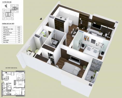 Chính chủ bán căn hộ 2 phòng ngủ, chung cư HPC Landmark 105, 92m2, giá rẻ nhất thị trường