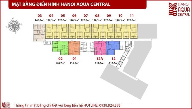 Chính chủ bán cắt lỗ căn 3 ngủ 120m2 chung cư Aqua Central chung cư nhà máy nước, lh 0886.65.0886