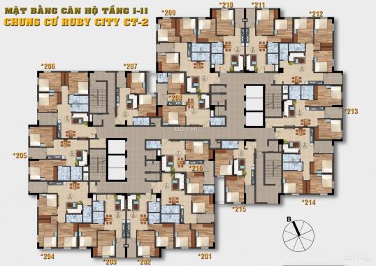 Bán căn hộ 3 PN diện tích 81m2 giá 20.5 triệu/m2 tại chung cư Ruby City 2 LH: 0979049207