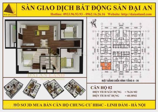 Bán căn góc Đông Nam, 3 ngủ HH Linh Đàm, giá 1,23 tỷ, full nội thất