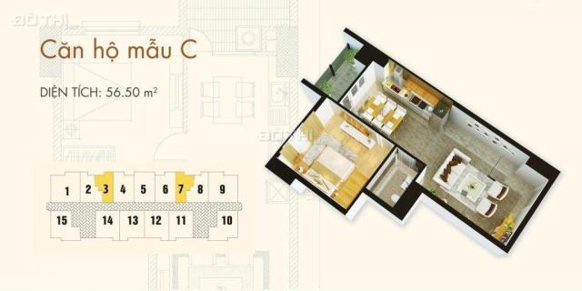 Bán căn hộ chung cư tại C37 Bộ Công An - Bắc Hà Tower, Nam Từ Liêm, Hà Nội diện tích 57m2