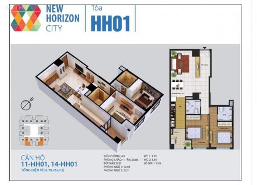 Bán căn góc 2 phòng ngủ, chỉ 1.97 tỷ chung cư 87 Lĩnh Nam New Horizon, LH 0986204569