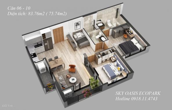 Căn 2 - 3 PN Sky Oasis từ 2.46 tỷ DT 68m2 - 97m2 - CK đến 19% - HTLS 0% - PKD CĐT 0918.11.4743