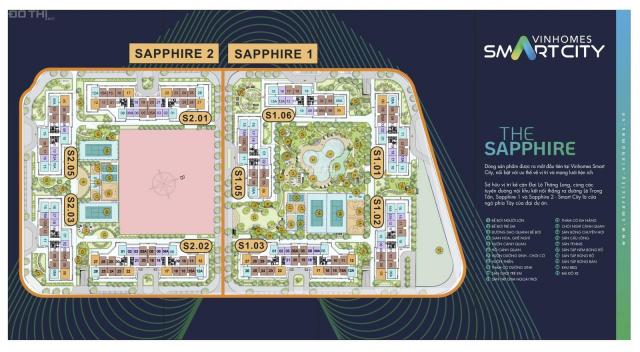 Bán gấp S2.012724 Sapphire 2 Smart City Đại Mỗ, Nam Từ Liêm, Hà Nội, diện tích 58.9m2, giá 1.85 tỷ