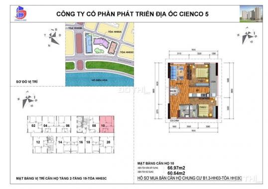 Chung cư Thanh Hà HH30C B1.3 2PN 2VS