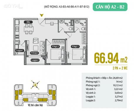 Bán gấp căn B06 tầng đẹp, diện tích 66.94m2 - 2PN tại tòa Anland Premium, giá 1.85 tỷ