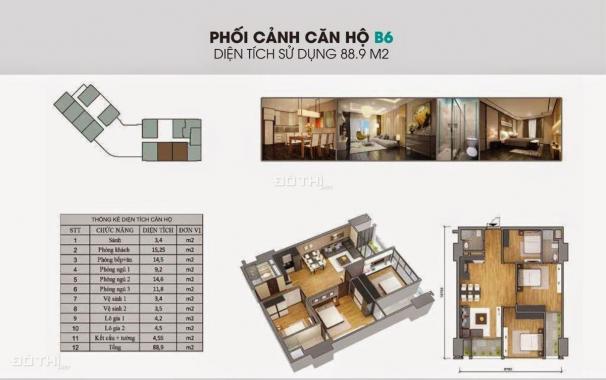 Gia đình cần bán gấp căn hộ 3PN, 89.2m2  tại chung cư Garden Hill 99 Trần Bình