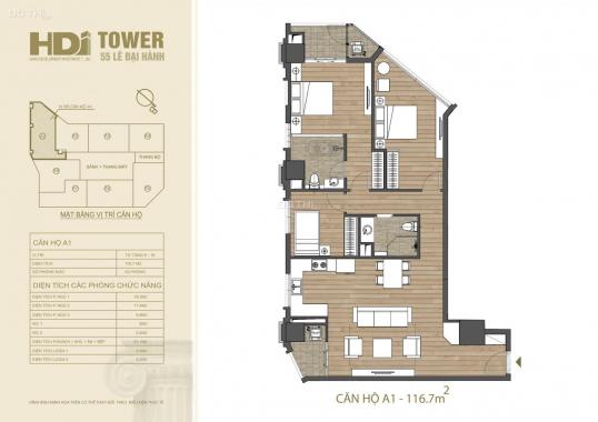 Những căn đẹp cuối cùng của HDI Tower 55 Lê Đại Hành, view Hồ Bảy Mẫu, quà tặng 100tr, 0904699790