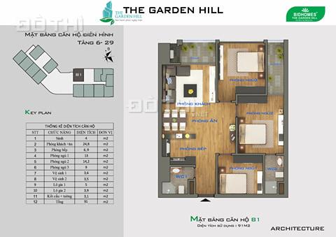 Bán suất ngoại giao cuối cùng chung cư The Garden Hill căn 89.1m2 3PN, giá 2,25 tỷ vào tên sổ đỏ