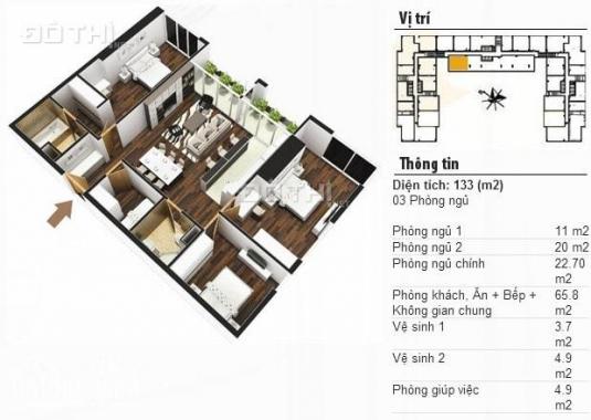 Chính chủ cần bán gấp căn 3PN, 133m2 toà A Golden Land. LH: 0986.78.65.68