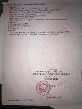 Bán đất thổ cư 100%, ngân hàng cho vay 70%, quận Bình Tân