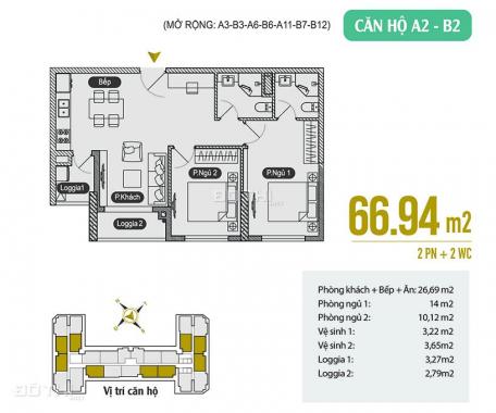 Bán gấp căn A03, diện tích 66.94m2 - 2PN tại tòa Anland Premium giá 1.7 tỷ