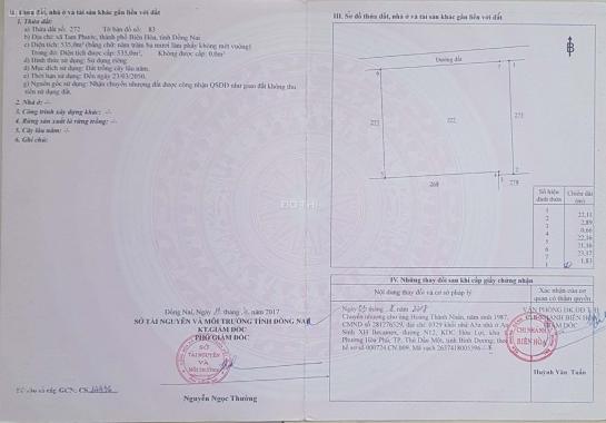 Bán đất Tam Phước 525m2, sổ hồng riêng, giá chỉ 4,3tr/m2