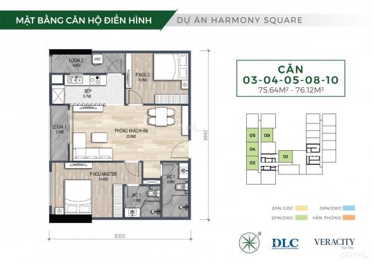 Bán căn hộ Harmony Square, chỉ 2,8 tỷ/căn 2PN full nội thất. Ngân hàng hỗ trợ LS 0% trong 12 tháng