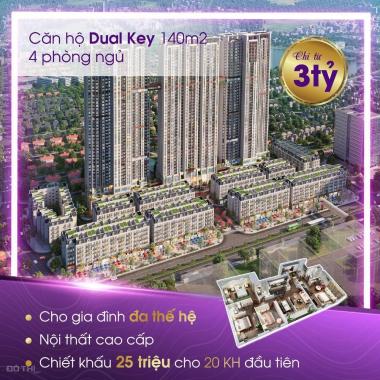 Sở hữu căn hộ dualkey diện tích 140m2 với 3 mặt thoáng giá chỉ nhỉnh 21 tr/m2, Lh ngay nhận căn đẹp