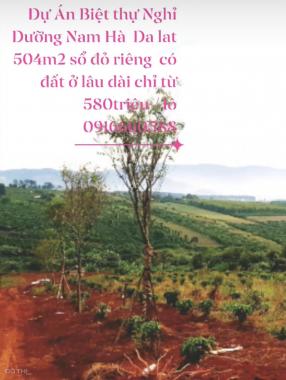 Bán đất biệt thự vườn nghỉ dưỡng Nam Hà, Lâm Hà, 580 triệu/504m2 có 100m2 XD 0916660588