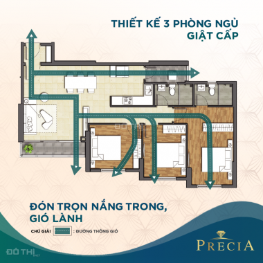 Bán căn hộ Precia A.07.07 TT quận 2, 3PN, thanh toán 1,8 tỷ đến nhận nhà, tặng lộc vàng 5 chỉ