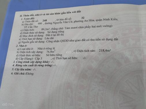 Bán nhà lầu 2 mặt tiền đường Nguyễn Văn Cừ, phường An Hòa, vị trí đẹp, giá tốt