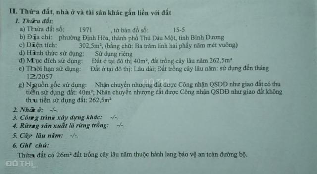 Bán đất tại phường Định Hòa, Thủ Dầu Một, Bình Dương diện tích 304m2, giá 3.15 tỷ