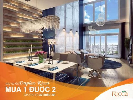 3 căn duplex Ricca cuối cùng, thông tầng 112m2, chỉ 31 triệu/m2. Tặng sân vườn 14m2