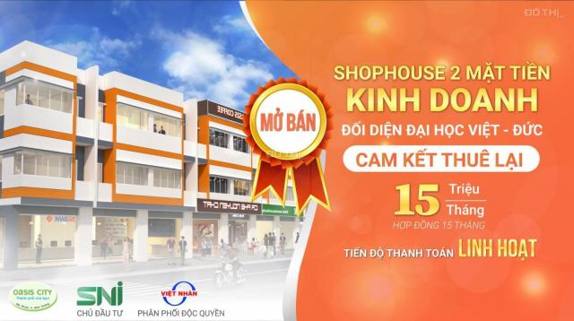 Đầu tư nhanh tay xuống tiền shophouse Oasis City cạnh ĐH Quốc Tế Việt Đức lãi ngay 240tr khi mua