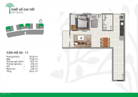 Căn góc 56m2 view 2 mặt sông SG chỉ 1,3 tỷ (VAT) - tặng nội thất - hỗ trợ trả góp 20 năm