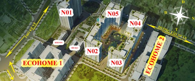 Bán căn hộ chung cư tại dự án Ecohome 3, Bắc Từ Liêm, Hà Nội diện tích 65.8m2 giá TT 1.25 tỷ