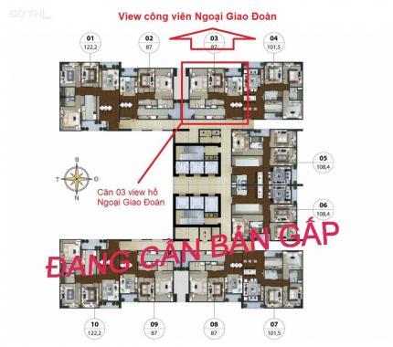 Bán căn hộ 2 phòng ngủ 87m2 tại tòa Lạc Hồng 1 (N01 - T5) Ngoại Giao Đoàn, Bắc Từ Liêm, Hà Nội