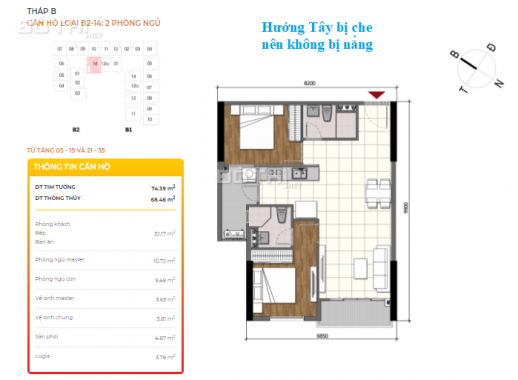 Căn 2 phòng ngủ 74.39m2, tầng đẹp, view Q1, Phạm Văn Đồng và hồ bơi - Giá tốt