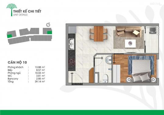 Giỏ hàng căn 1 phòng ngủ (40m2-48m2) dự án Vista Riverside giá từ 1 tỷ 020tr bao thuế phí