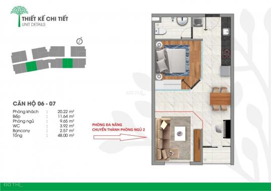 Giỏ hàng căn 1 phòng ngủ (40m2-48m2) dự án Vista Riverside giá từ 1 tỷ 020tr bao thuế phí