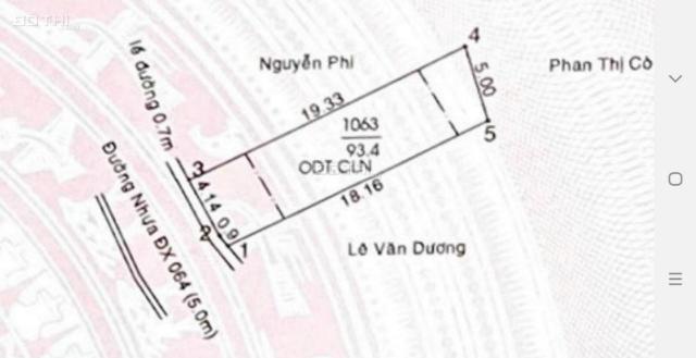 Bán đất mặt tiền DX 064 Định Hòa giá công nhân đường nhựa 5 mét đường thông 5 x 19m, thổ cư 60m2