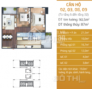 Bán căn hộ 2 Phòng ngủ tại tòa N01 - T5 Ngoại Giao Đoàn, Bắc Từ Liêm, Hà Nội diện tích 87m2