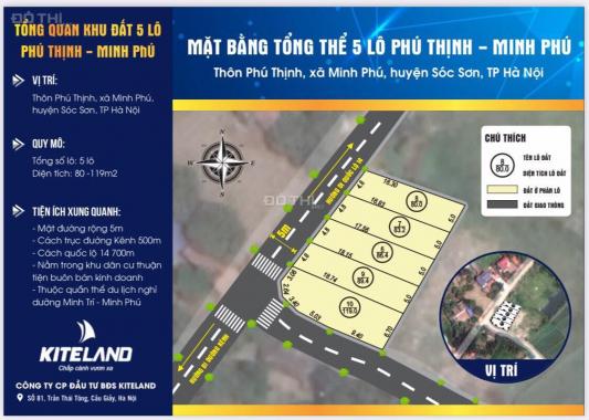 Chính chủ cần bán 5 lô đất nền thôn Phú Thịnh, Xã Minh Phú, Sóc Sơn 600 tr/lô