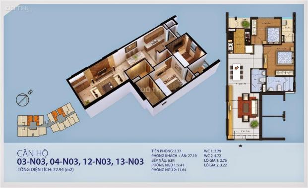 Cho thuê căn hộ 2 ngủ, 3 ngủ đồ cơ bản 8.5 triệu/ tháng CC New Horizon 87 Lĩnh Nam, Hoàng Mai