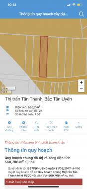 Bán đất tại đường ĐT 746, Xã Tân Thành, Bắc Tân Uyên, Bình Dương diện tích 560.7m2 giá 2.95 tỷ