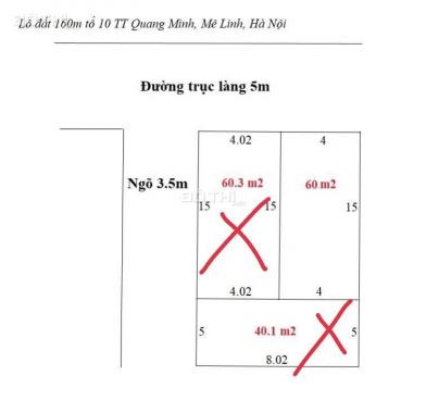 Bán đất tại Xã Quang Minh, Mê Linh, Hà Nội diện tích 60m2 giá 20 triệu/m2