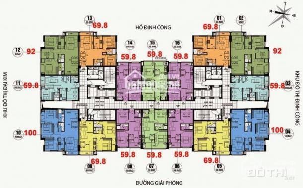 Gấp bán rẻ CC CT36 Định Công, tầng 1802 - 54m2 tòa A, 1910 - 100m2 tòa B (24 tr/m2). 0389193082
